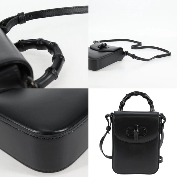 GUCCI Hand Bag Leather 2way Black 702106 Auth 118849M - Picture 13 of 14